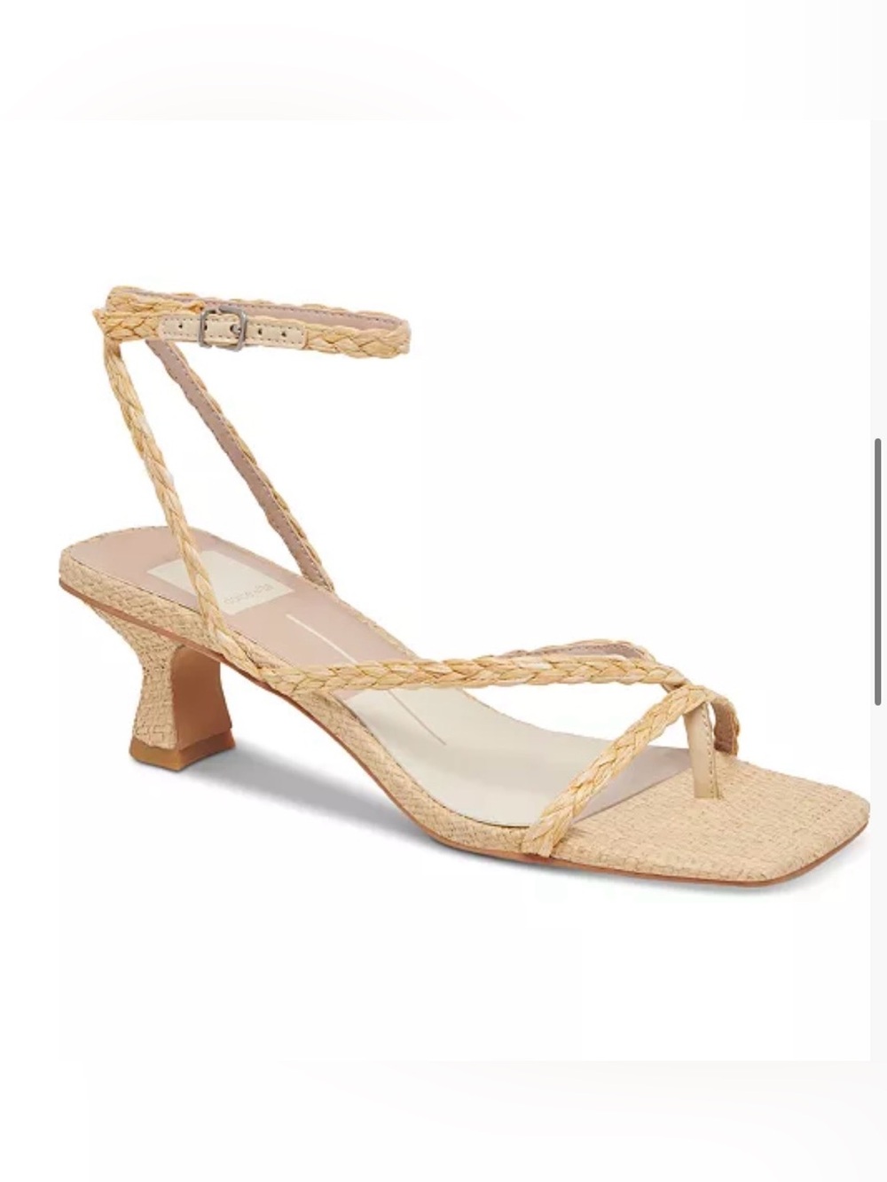 Dolce Vita Baylor Strappy Kitten-Heel Sandals woven raffia finish size 8.5